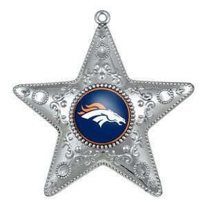 Denver Broncos Silver Star Ornament Collectible Christmas Tree 4.5 " New NFL